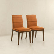 Silla de comedor Inés de terciopelo naranja quemado (juego de 2)