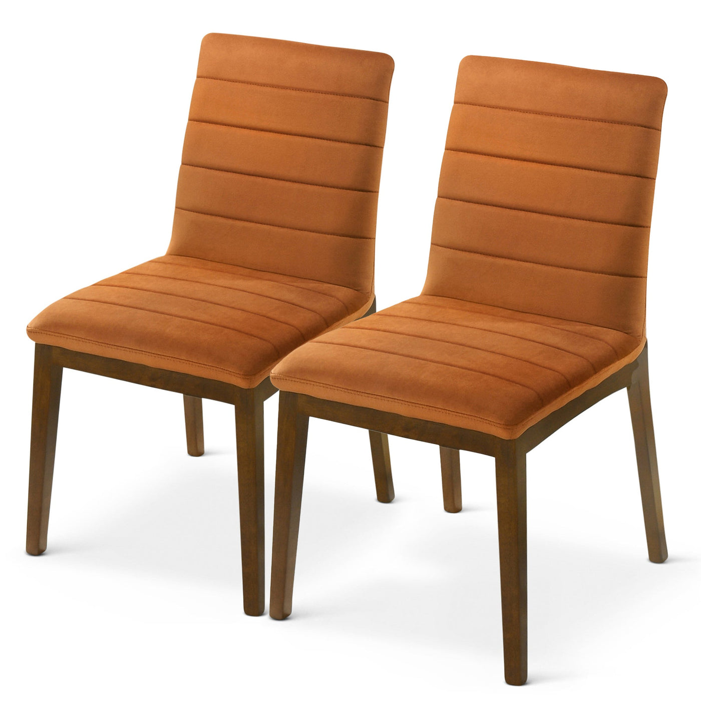 Silla de comedor Inés de terciopelo naranja quemado (juego de 2)
