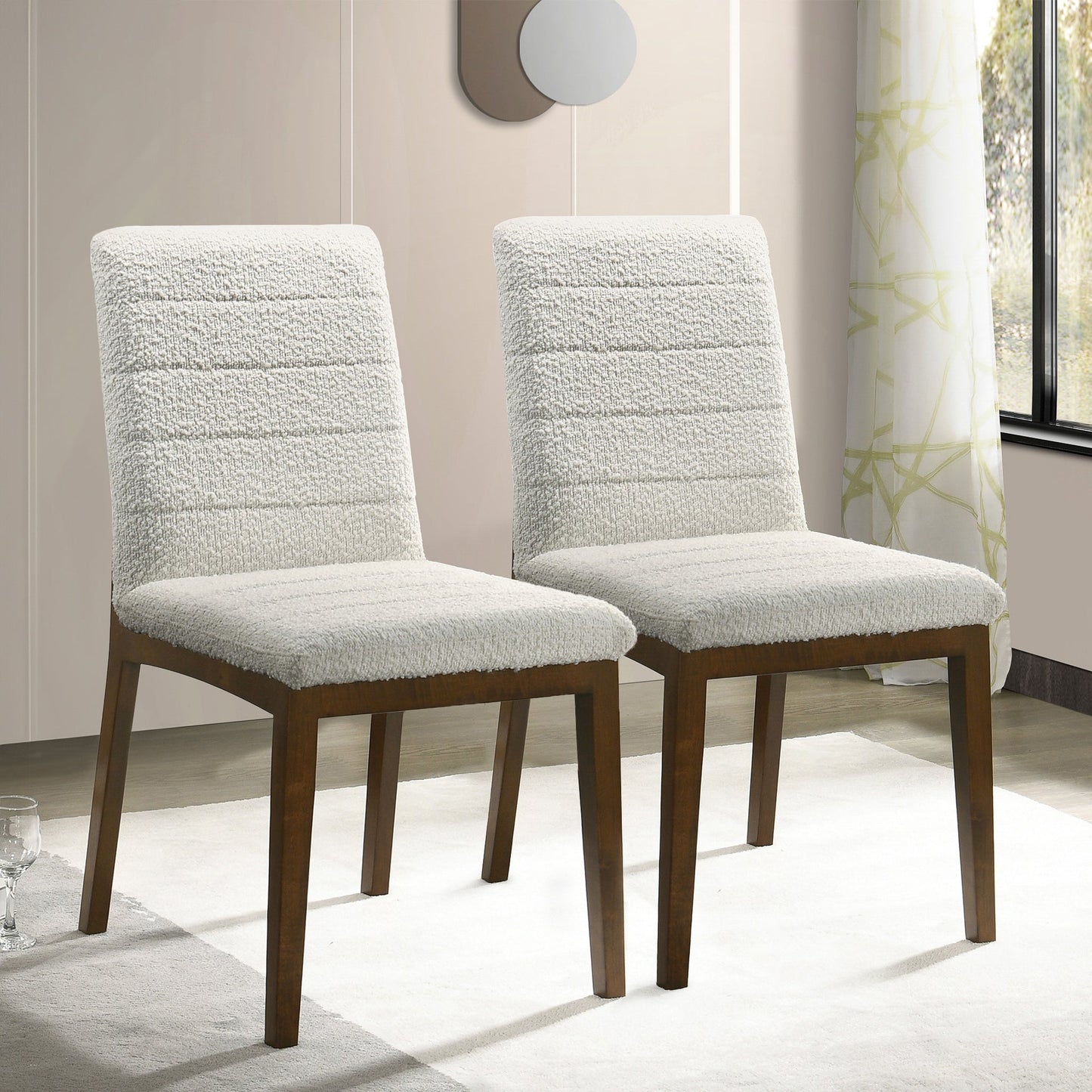 Silla de comedor Inés de bouclé blanca (juego de 2)