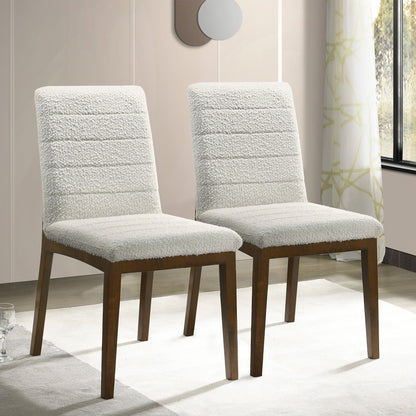 Silla de comedor Inés de bouclé blanca (juego de 2)