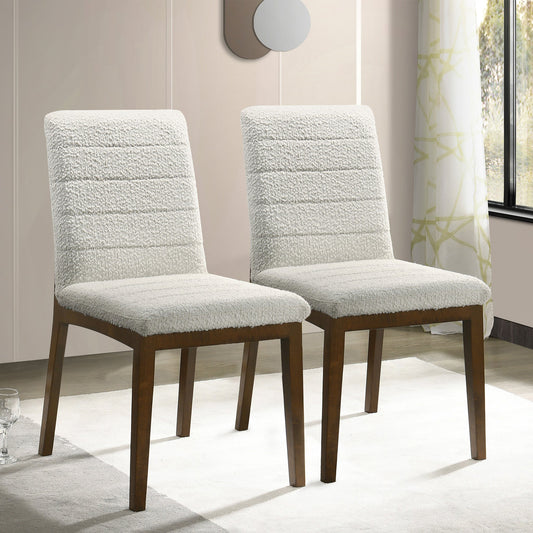 Silla de comedor Inés de bouclé blanca (juego de 2)