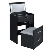 Irvine Mini Dressing Table with Stool, LED and USB in Glossy Black