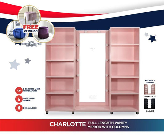 Espejo de tocador Charlotte de cuerpo entero con columnas