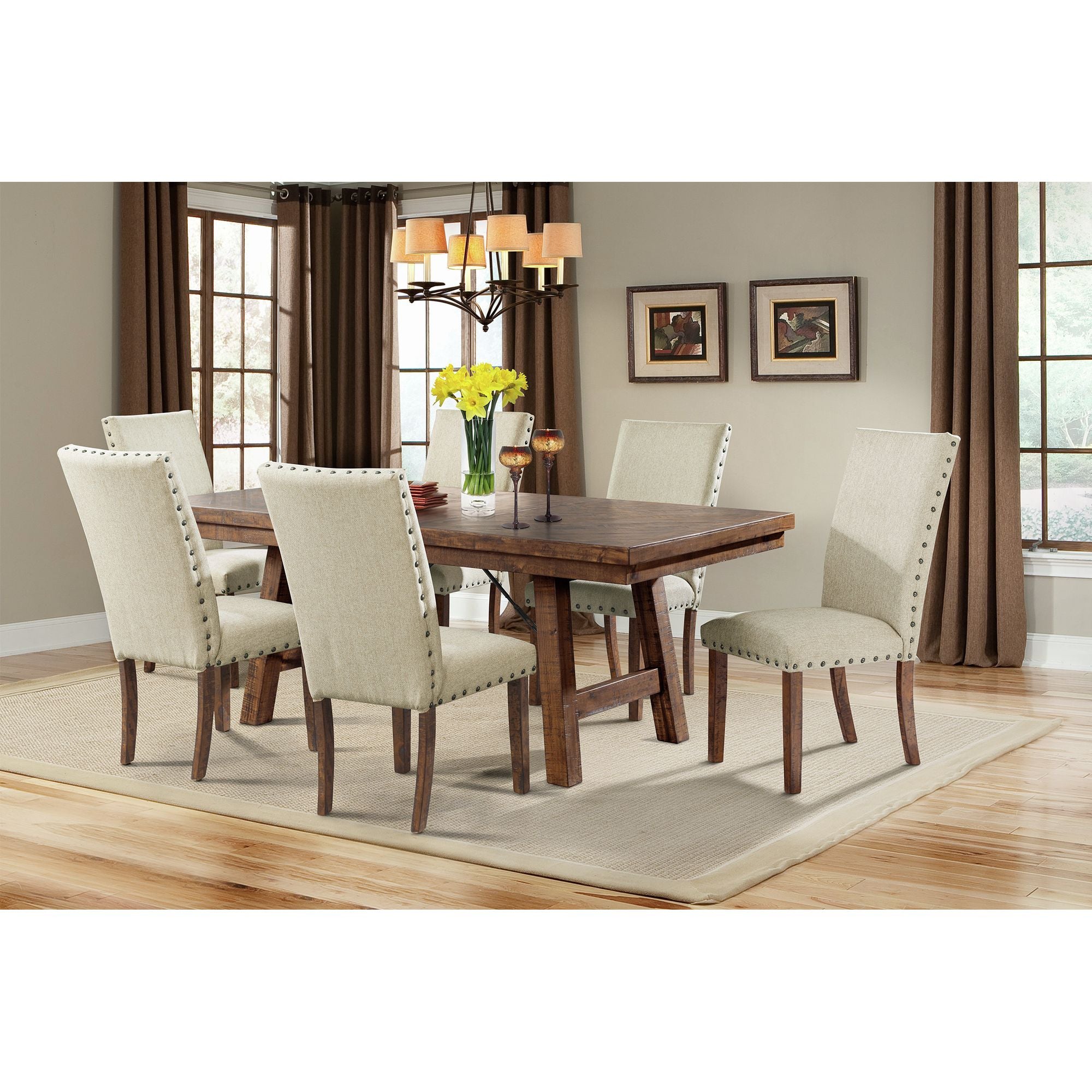 Jax 7pc Dining Set- Table & 6 Upholstered Side Chairs