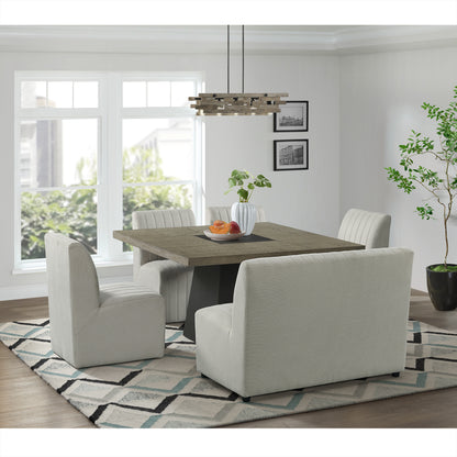 Jemma 6PC Standard Height Dining Set in Grey-Square Table, Four Chairs & Bench