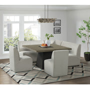 Jemma 6PC Standard Height Dining Set in Grey-Square Table, Two Chairs & Complete Bench