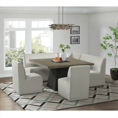 Jemma 6PC Standard Height Dining Set in Grey-Square Table, Two Chairs & Complete Bench