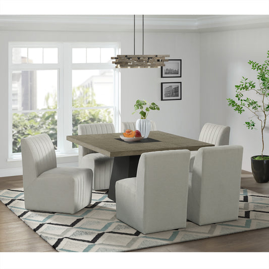 Jemma 7PC Standard Height Dining Set in Grey-Square Table and Six Chairs