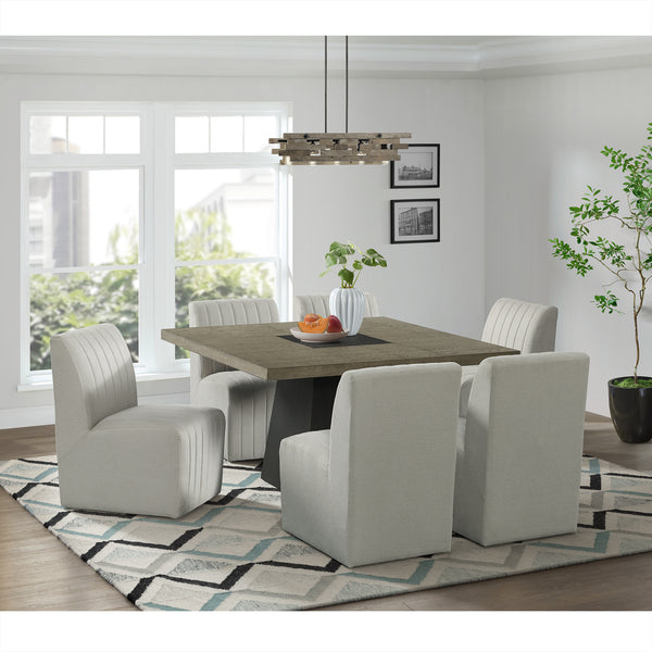 Jemma 7PC Standard Height Dining Set in Grey-Square Table and Six Chairs