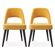 Silla de comedor Juliana de tela amarilla de mediados de siglo (juego de 2)
