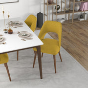 Silla de comedor Juliana de tela amarilla de mediados de siglo (juego de 2)