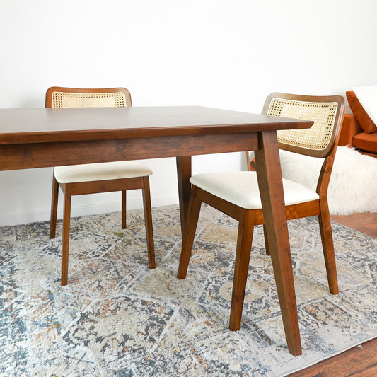 Sillas de comedor Kaden de terciopelo crema (juego de 2)