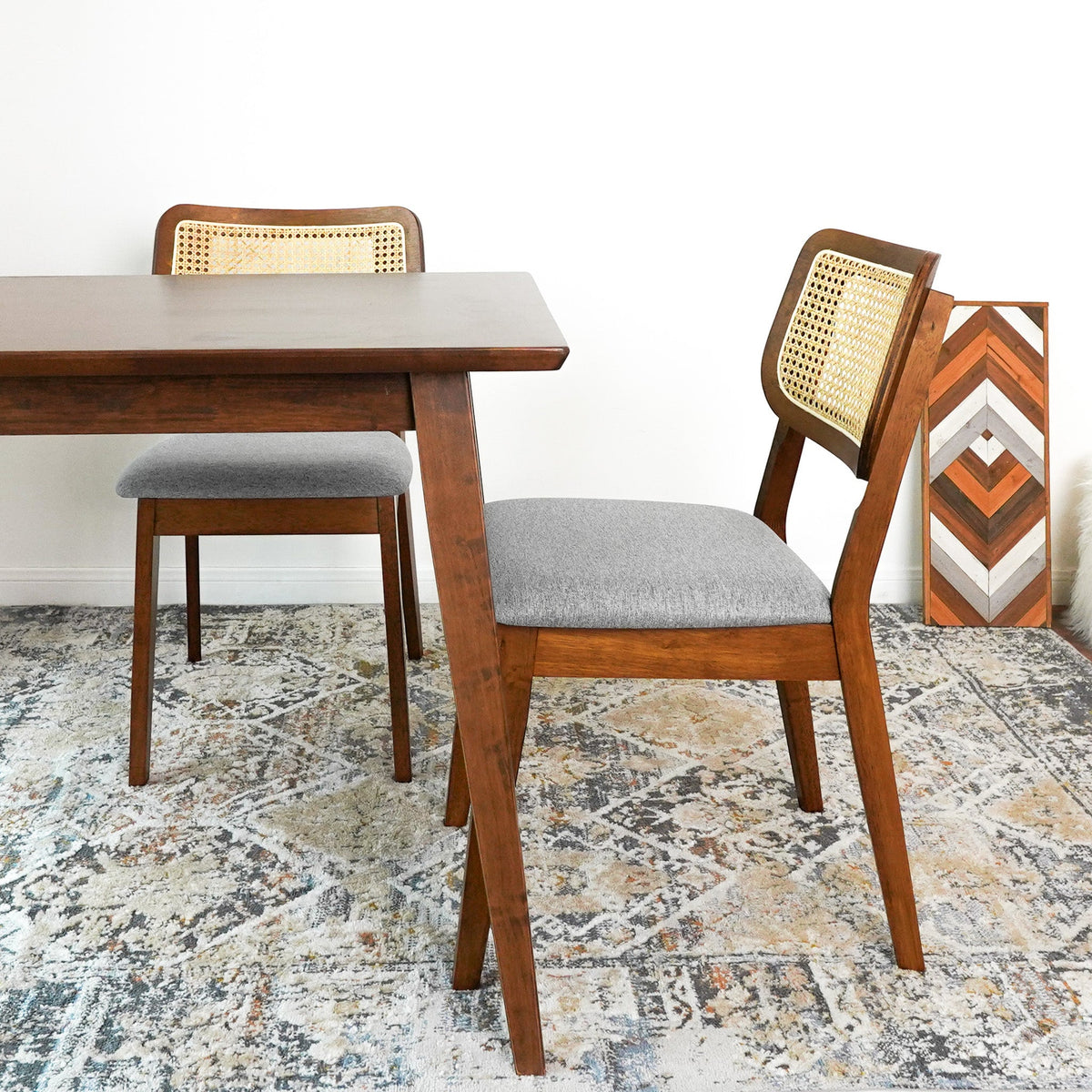 Sillas de comedor Kaden de lino gris oscuro (juego de 2)