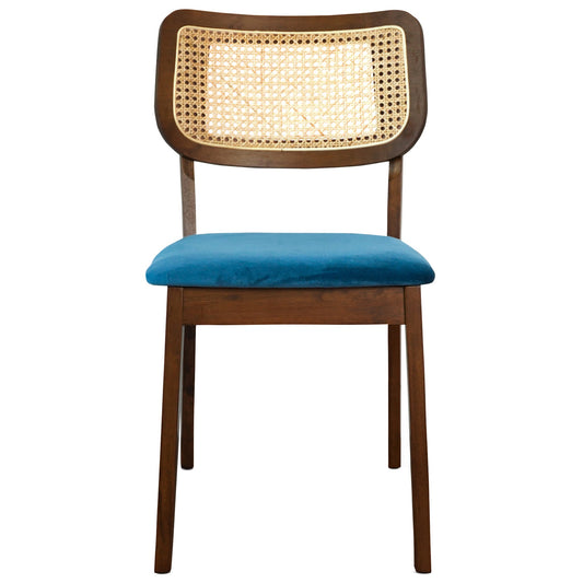 Sillas de comedor Kaden de terciopelo azul marino (juego de 2)