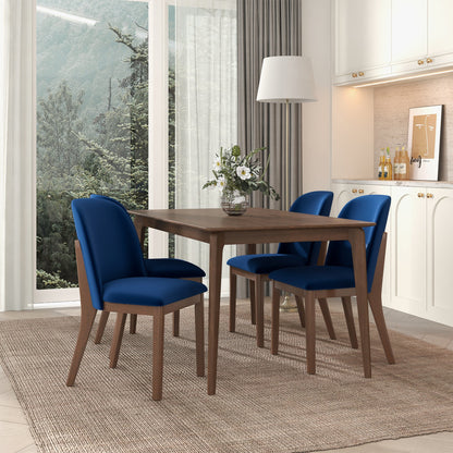 Silla de comedor Kaitlyn de terciopelo azul marino (juego de 2)