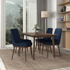 Silla de comedor Kate de tela azul oscuro (juego de 2)