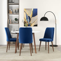 Silla de comedor Katie de terciopelo azul marino (juego de 2)