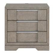 Kelis 3-Drawer Nightstand with USB in Grey