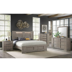 Kelis King Panel 3PC Bedroom Set with LED in Grey