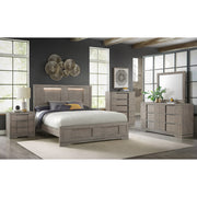 Kelis Queen Panel Bed with LED in Grey