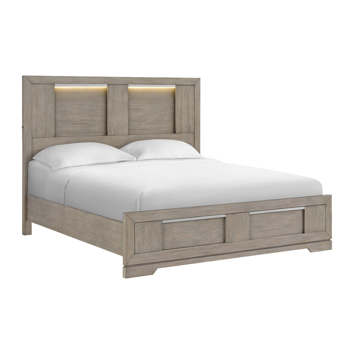 Kelis King Panel 5Pc Bedroom Set With Led In Grey