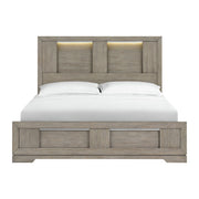 Kelis King Panel Bed with LED in Grey