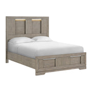 Kelis Queen Panel 5PC Bedroom Set with LED in Grey