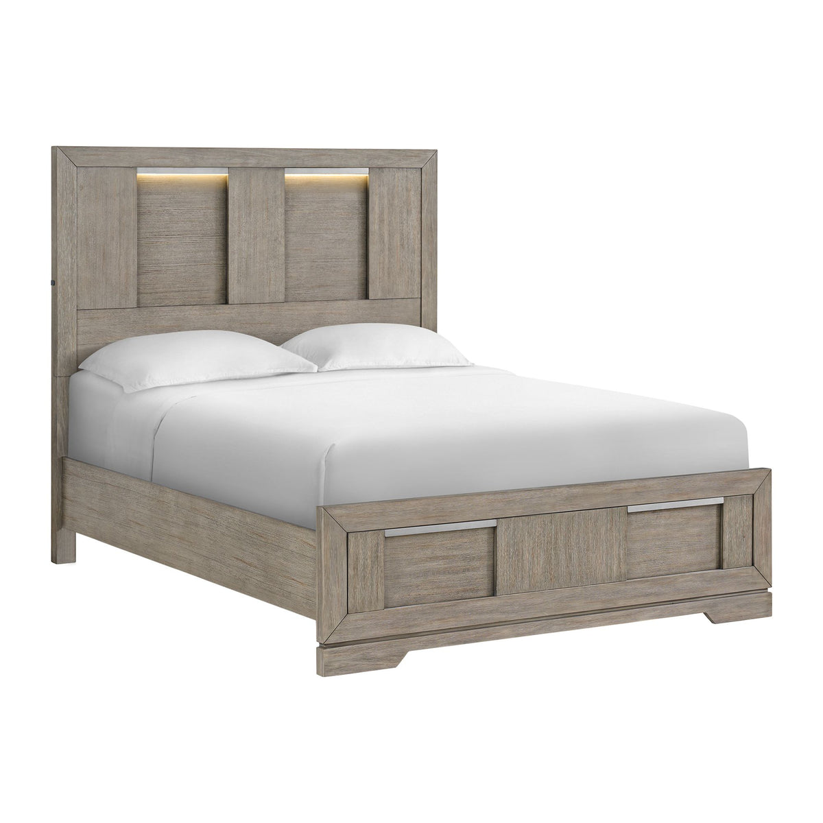Kelis Queen Panel 5Pc Bedroom Set With Led In Grey
