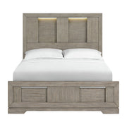 Kelis Queen Panel Bed with LED in Grey