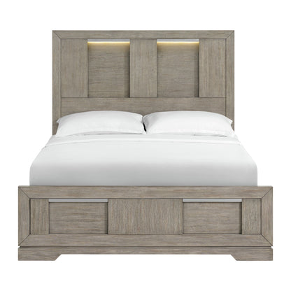 Kelis Queen Panel Bed with LED in Grey