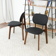 Silla de comedor Kelsey de cuero negro (juego de 2)