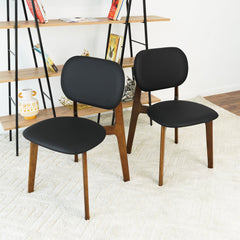 Silla de comedor Kelsey de cuero negro (juego de 2)