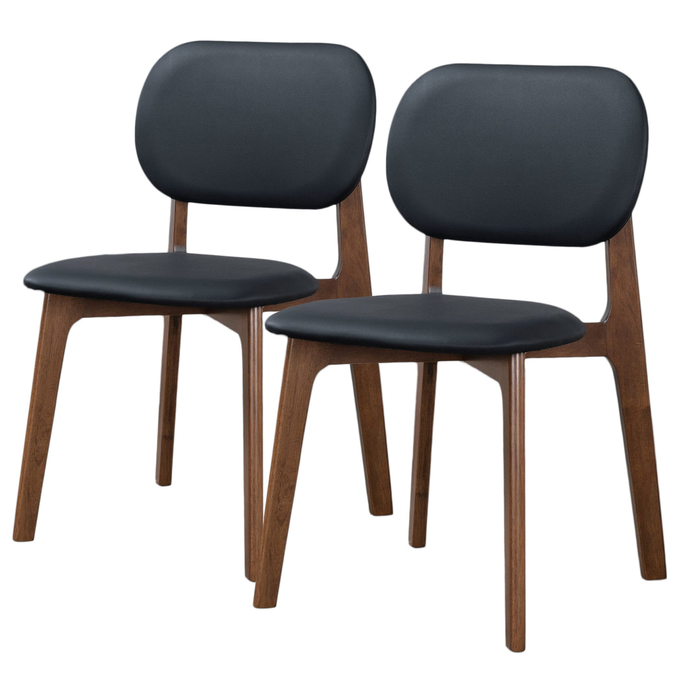 Silla de comedor Kelsey de cuero negro (juego de 2)