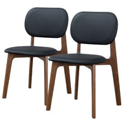 Silla de comedor Kelsey de cuero negro (juego de 2)