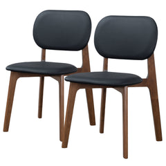 Silla de comedor Kelsey de cuero negro (juego de 2)