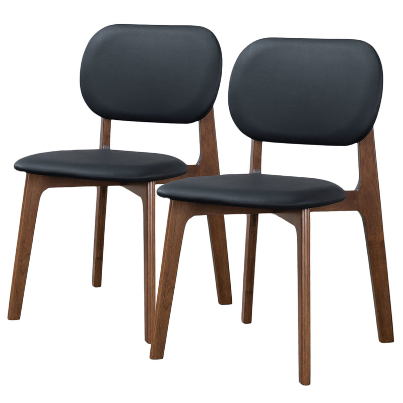 Silla de comedor Kelsey de cuero negro (juego de 2)