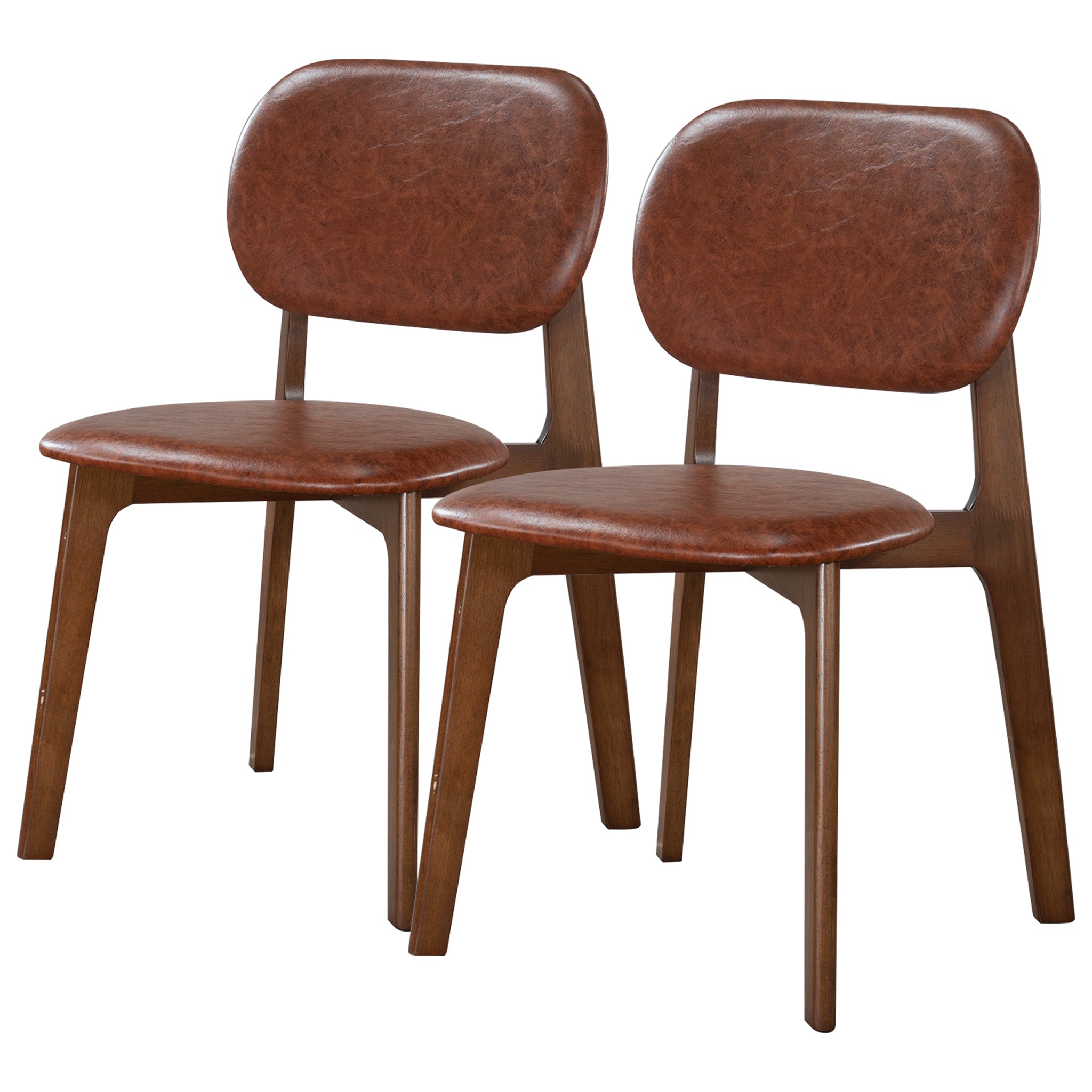 Silla de comedor Kelsey de cuero marrón (juego de 2)