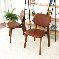 Silla de comedor Kelsey de cuero marrón (juego de 2)