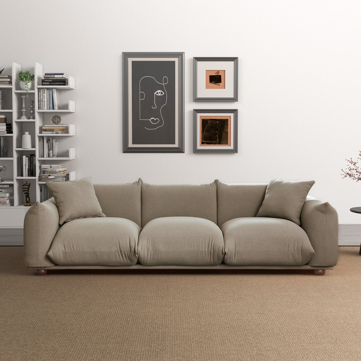 Sofá tapizado Kely 100'' Mocha Boucle