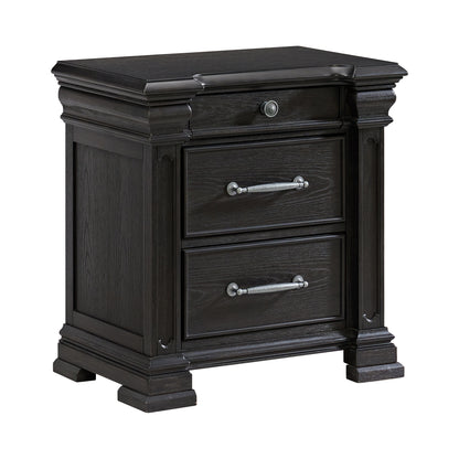 Kings Court King Storage 4PC Bedroom Set with 2 Nightstands & Chest in Black