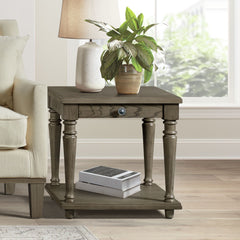 Kings Court End Table with USB in Grey