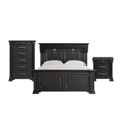 Kings Court King 3PC Bedroom Set in Black