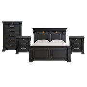 Kings Court King 4PC Bedroom Set with 2 Nightstands & Chest in Black