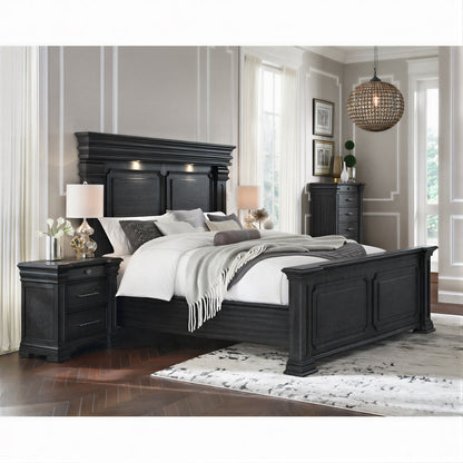 Kings Court King 4PC Bedroom Set with 2 Nightstands & Chest in Black