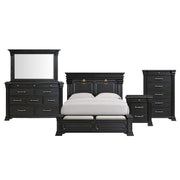 Kings Court King Storage 5PC Bedroom Set in Black