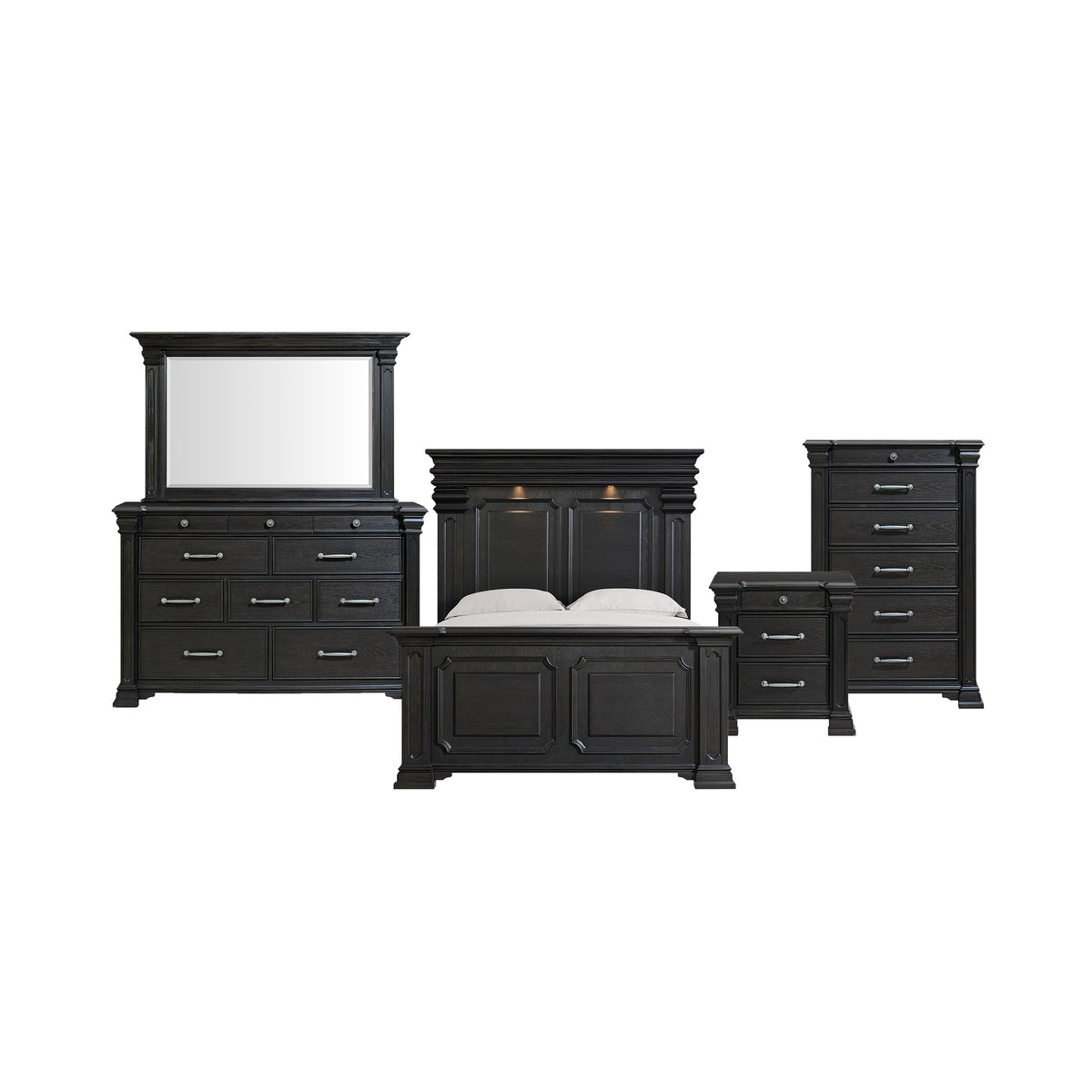 Kings Court Queen 5PC Bedroom Set in Black