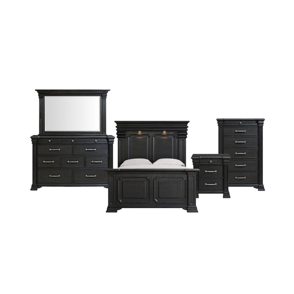 Kings Court Queen 5PC Bedroom Set in Black