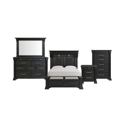 Kings Court Queen Storage 5PC Bedroom Set in Black