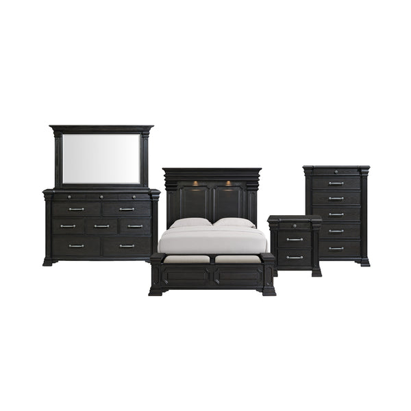 Kings Court Queen Storage 5PC Bedroom Set in Black
