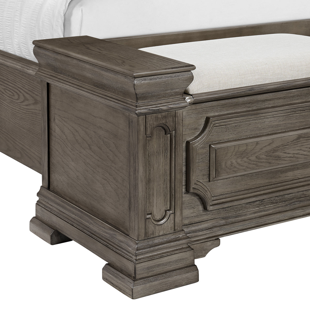 Kings Court King Storage 4PC Bedroom Set with 2 Nightstands & Chest in Grey